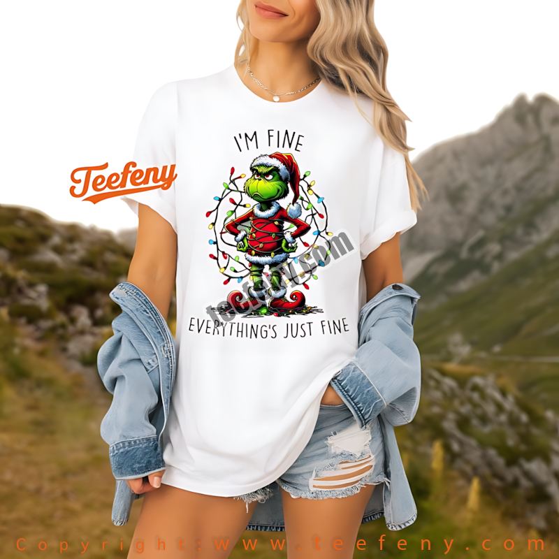 Grinch Christmas Lights Shirt Funny Tired Christmas Jingle