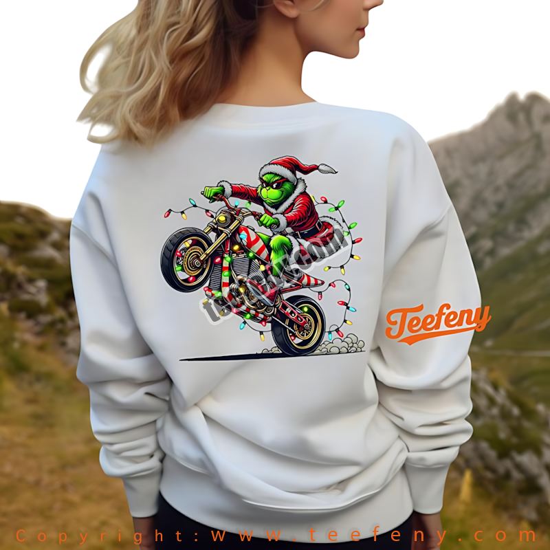 Grinch Motorcycle Long Sleeve Funny Biker Christmas Lights Xmas Grinch Motorcycle Long Sleeve Funny Biker Christmas Lights Xmas