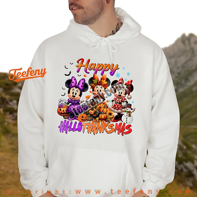 Happy Hallothanksmas Hoodie Minnie Mouse Halloween Christmas Happy Hallothanksmas Hoodie Minnie Mouse Halloween Christmas