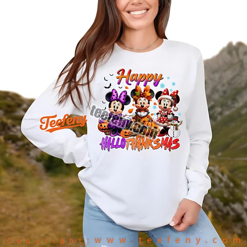Happy Hallothanksmas Long Sleeve Minnie Mouse Halloween Christmas Happy Hallothanksmas Long Sleeve Minnie Mouse Halloween Christmas
