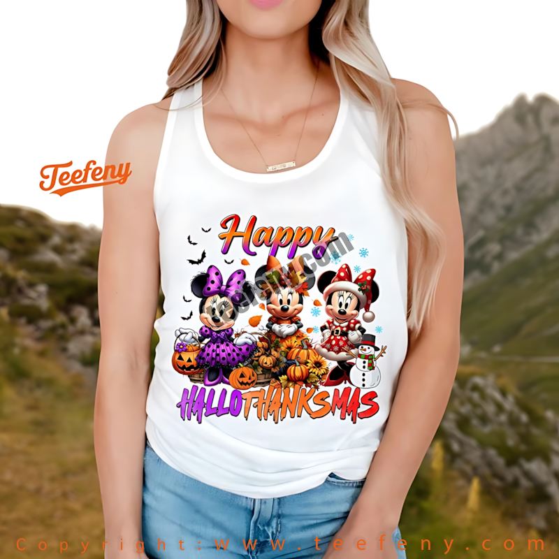 Happy Hallothanksmas Tanktop Minnie Mouse Halloween Christmas Happy Hallothanksmas Tanktop Minnie Mouse Halloween Christmas