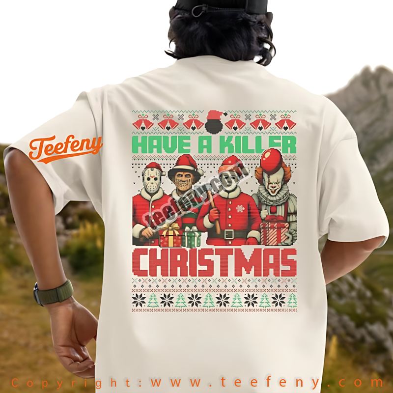Horror Movie Killer Christmas Shirt Michael Pennywise Jason