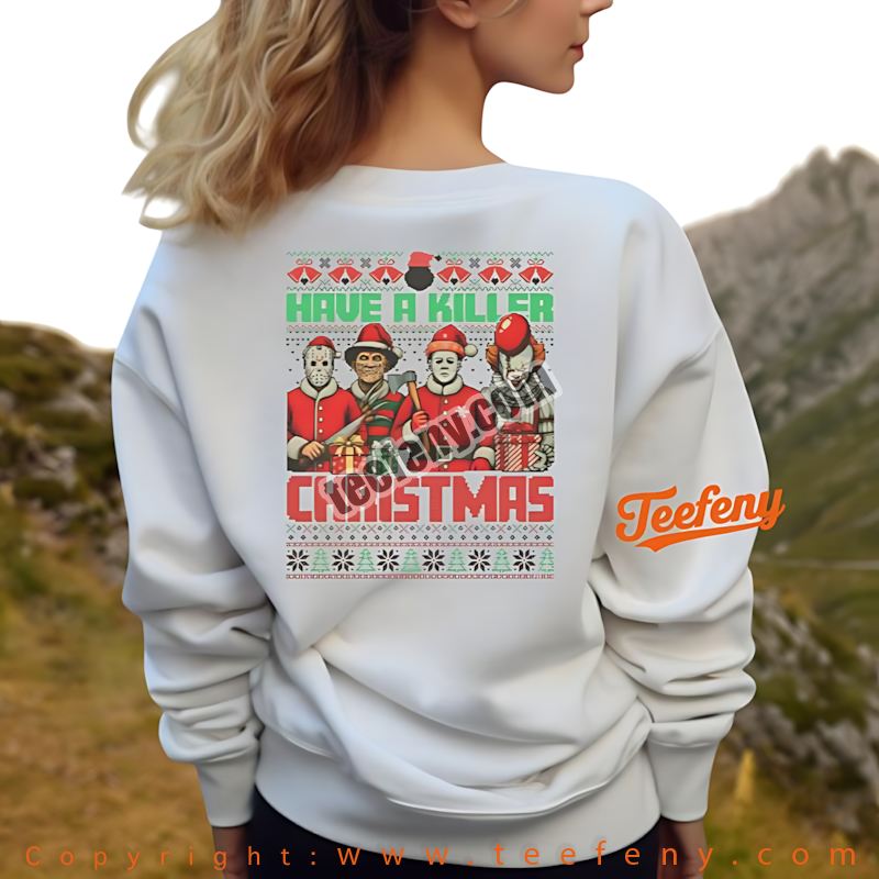 Horror Movie Ugly Christmas Long Sleeve Killer Santa Claus Horror Movie Ugly Christmas Long Sleeve Killer Santa Claus