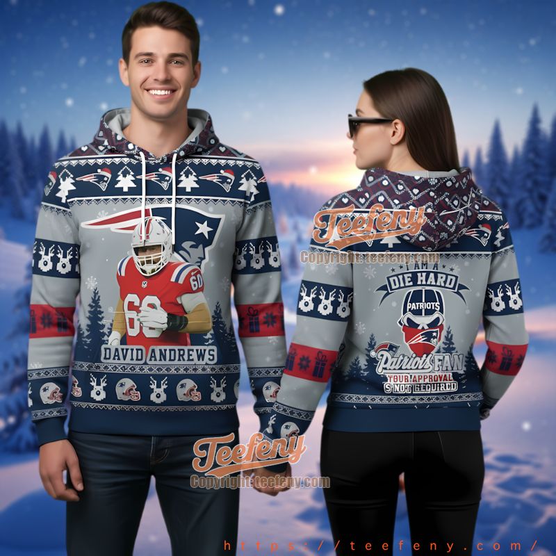 New England Patriots David Andrews Ugly Christmas 3D Pullover Hoodie