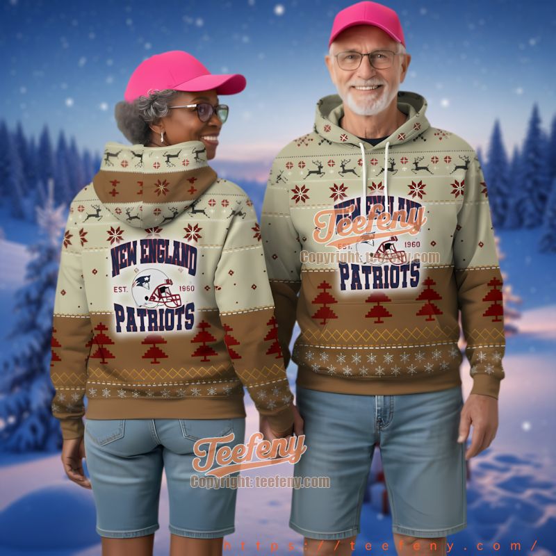 New England Patriots Est 1960 Ugly Christmas 3D Hoodie