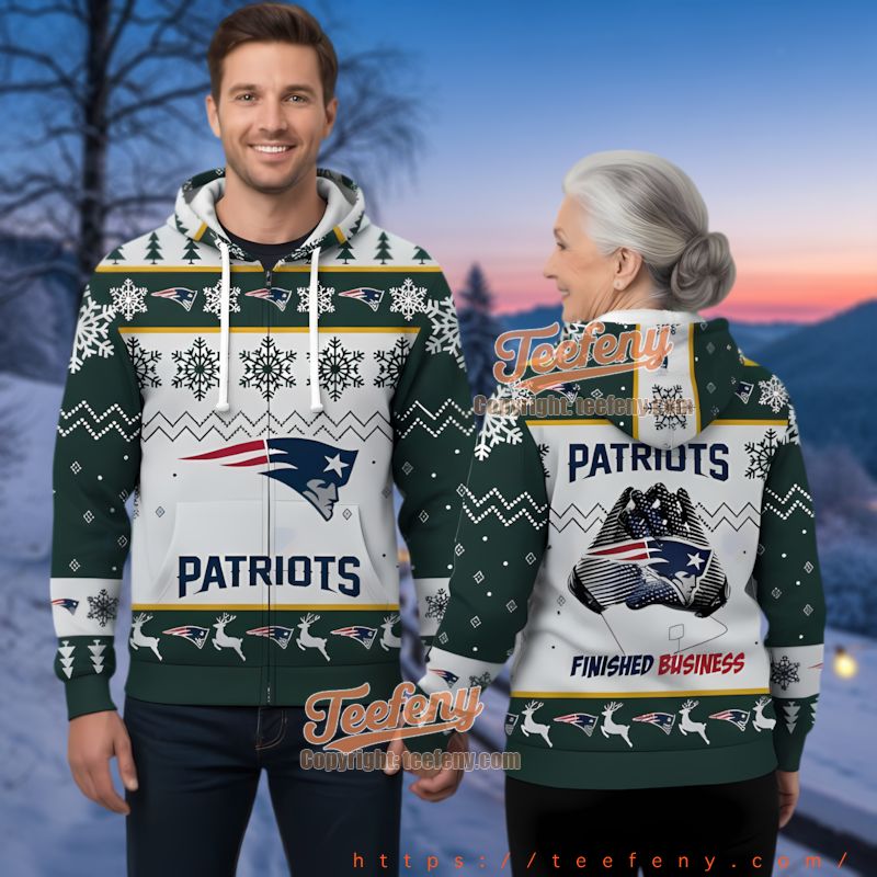 New England Patriots Green Ugly Christmas 3D Hoodie Full Zip Nfl