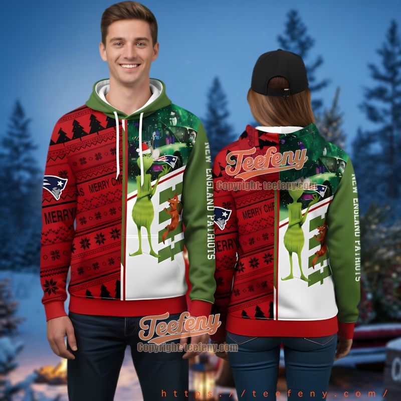 New England Patriots Grinch Scooby Doo Ugly Christmas 3D Hoodie