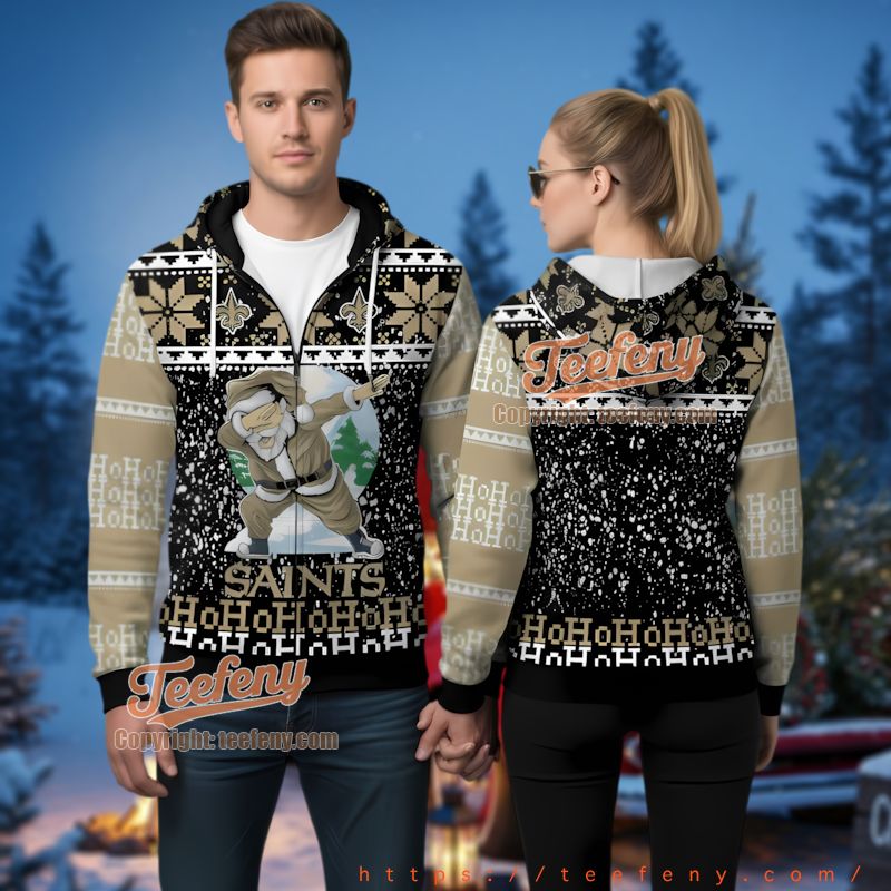 New Orleans Saints Custom Grinch Ugly Christmas 3D Hoodie Snowflakes