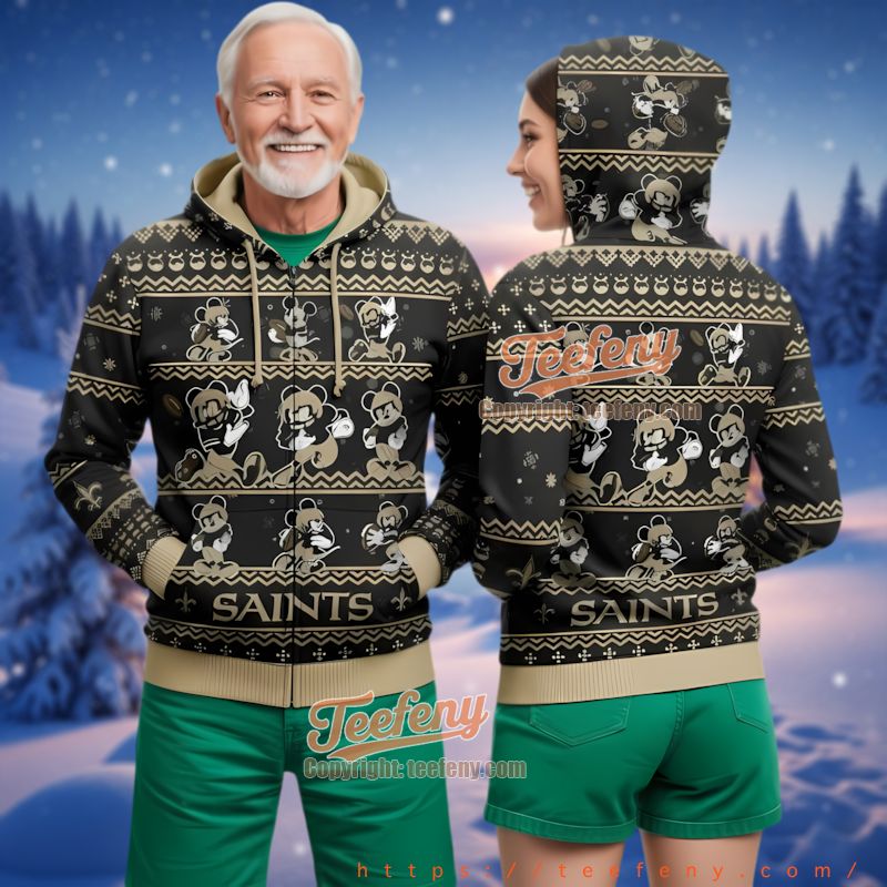 New Orleans Saints Christmas Wreath Ugly Christmas 3D Hoodie