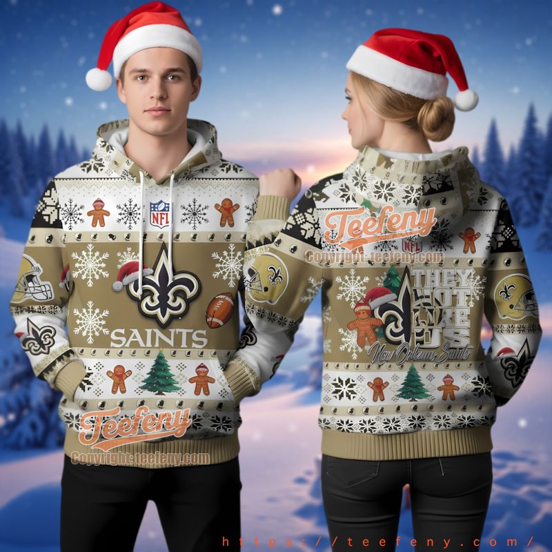 New Orleans Saints Gingerbread Ugly Christmas 3D Hoodie