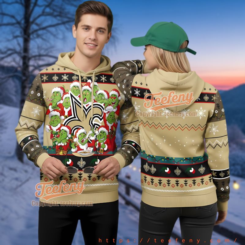 New Orleans Saints Grinch Merry Christmas 3D Hoodie For Men Women