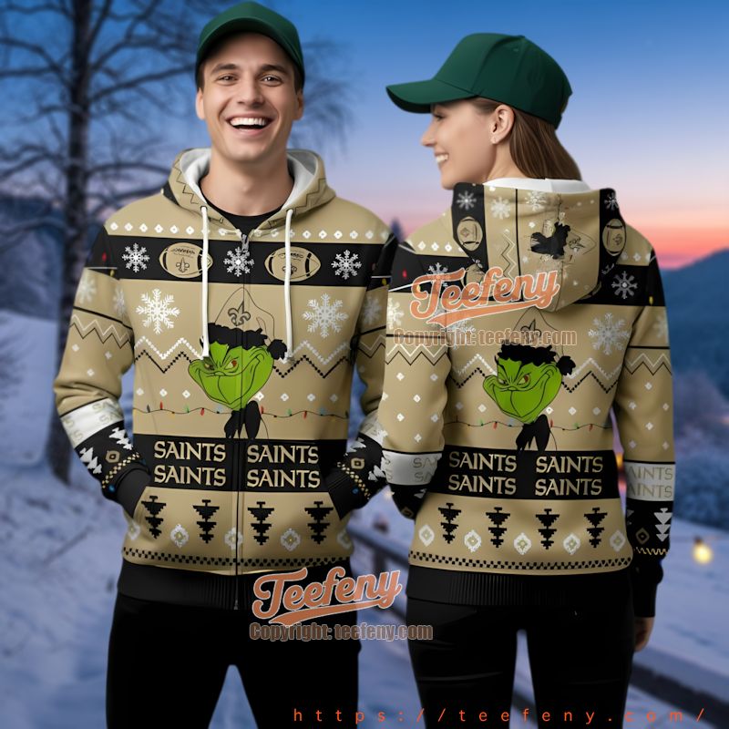 New Orleans Saints Grinch Steals Christmas 3D Hoodie Funny Gift