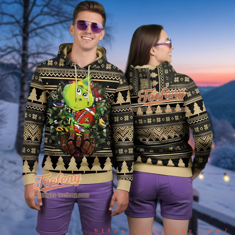 New Orleans Saints Grinch Ugly Christmas 3D Hoodie Funny Dr Seuss