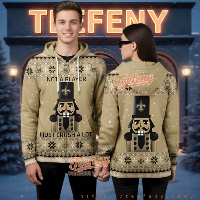 New Orleans Saints Nutcracker Ugly Christmas 3D Hoodie Full Zip New Orleans Saints Nutcracker Ugly Christmas 3D Hoodie Full Zip