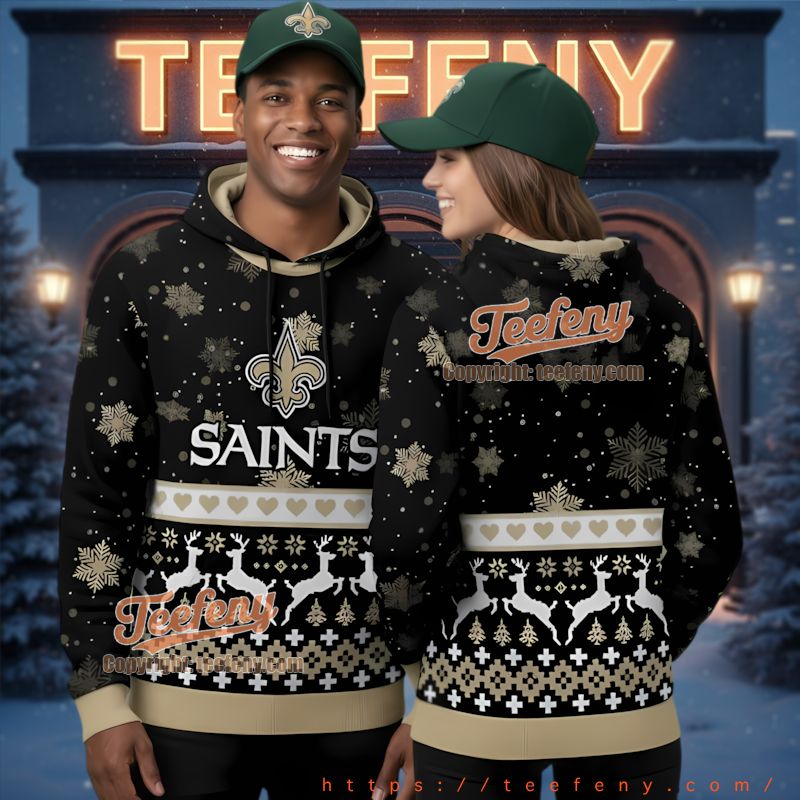 New Orleans Saints Snowflake Reindeer Ugly 3D Hoodie Best Xmas Apparel New Orleans Saints Snowflake Reindeer Ugly 3D Hoodie Best Xmas Apparel