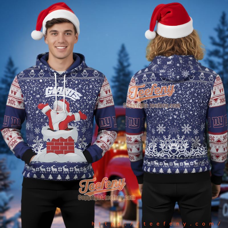 New York Giants Dabbing Santa Claus Ugly Christmas 3D Hoodie