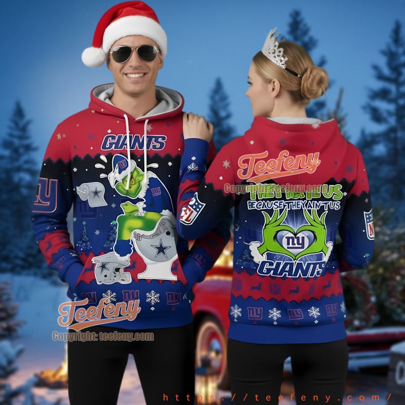 New York Giants Grinch Anti Cowboys Ugly Christmas 3D Hoodie