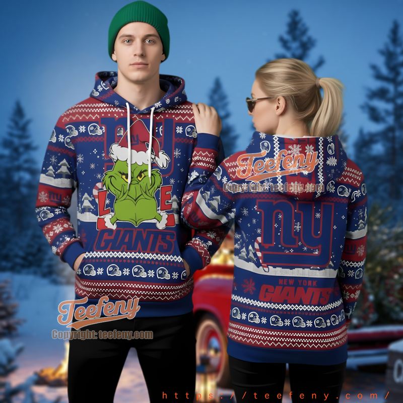 New York Giants Grinch Logo Ugly Christmas 3D Hoodie Perfect Fan Gift