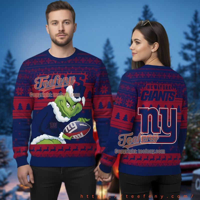 New York Giants Grinch Mascot Football Christmas Sweater