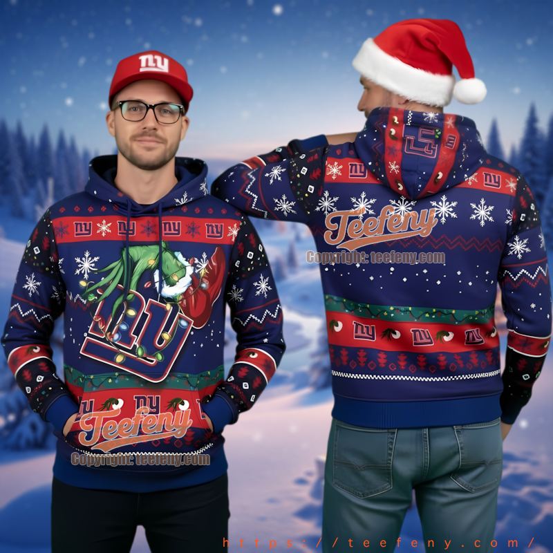 New York Giants Grinch Stealing Christmas Ugly Christmas 3D Hoodie