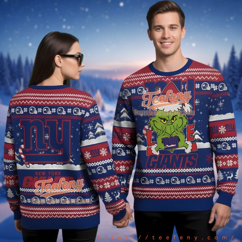 New York Giants Grinch Stealing Logo Ugly Christmas Sweater