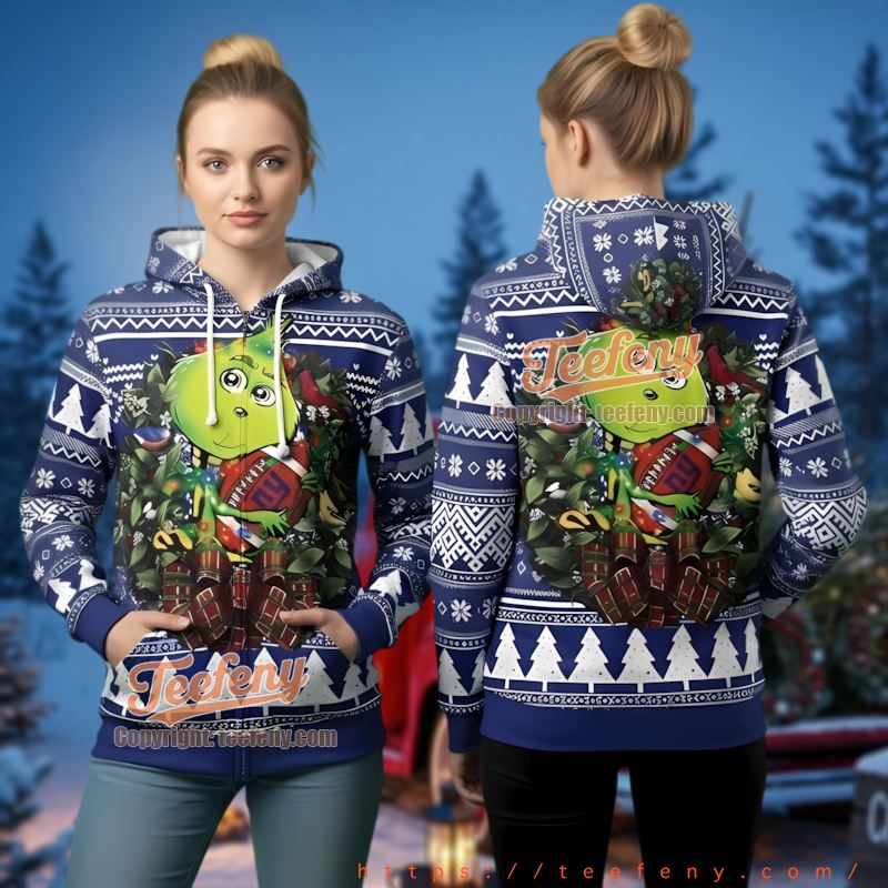 New York Giants Grinch Ugly Christmas 3D Hoodie Festive Nfl