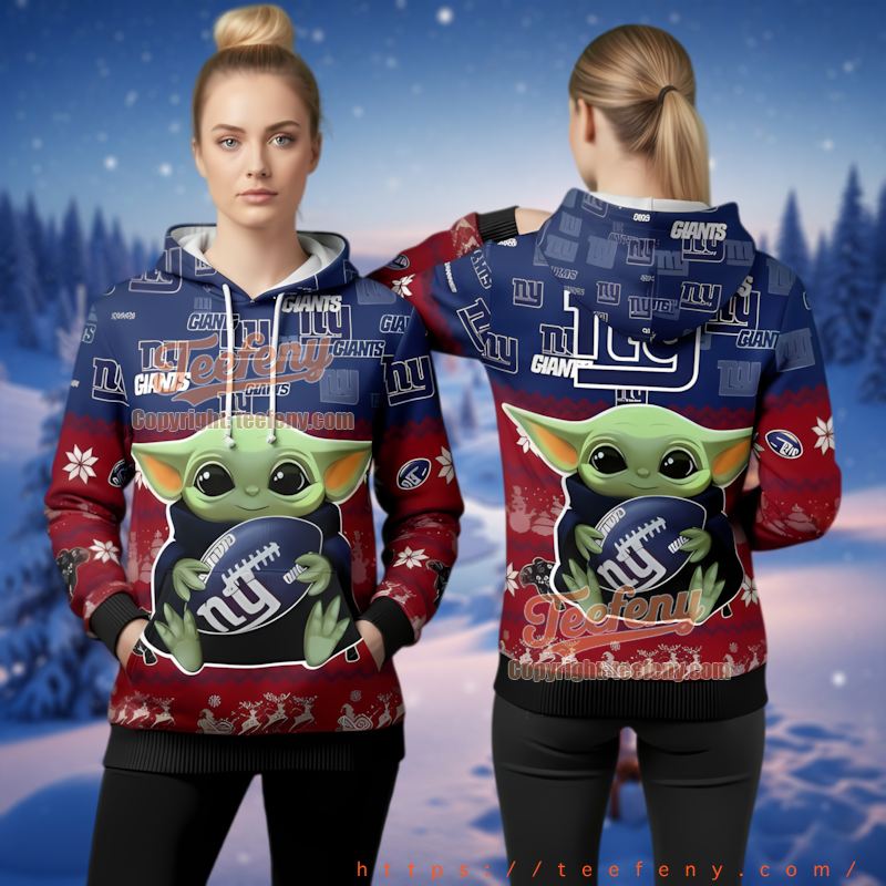 New York Giants Grogu Football Ugly Christmas 3D Hoodie Mandalorian