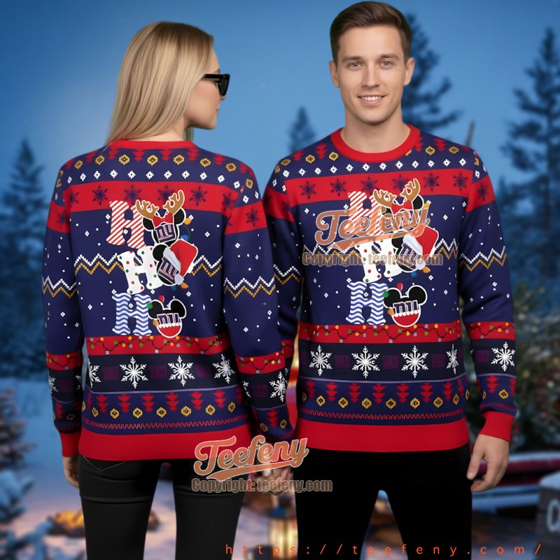 New York Giants Hohoho Mickey Mouse Ugly Christmas Sweater