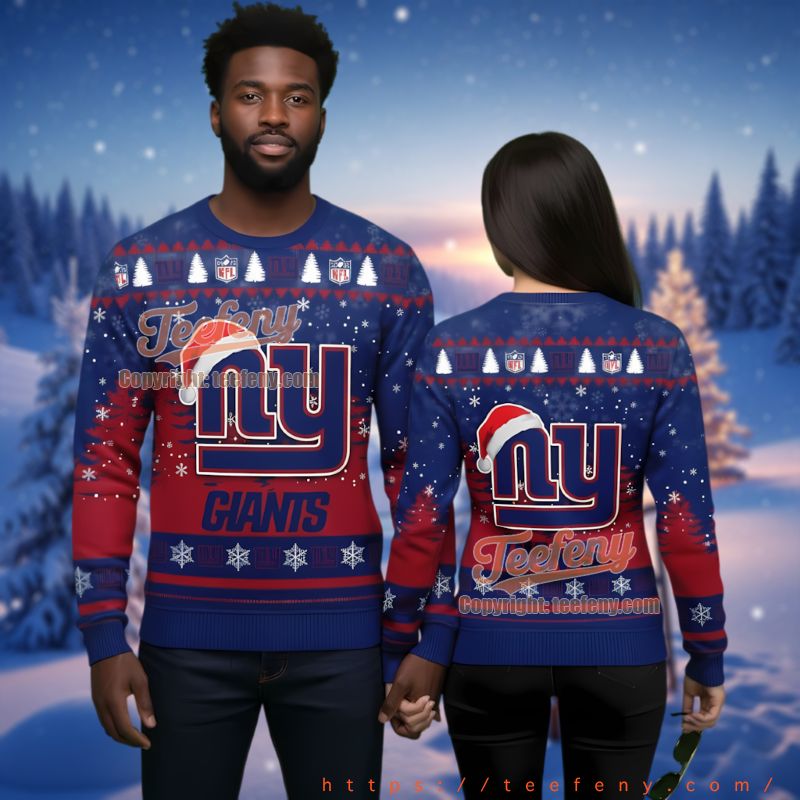 New York Giants Logo Santa Hat Ugly Christmas Sweater Best Gift