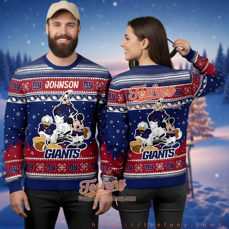 New York Giants Mickey Goofy Donald Ugly Christmas Sweater