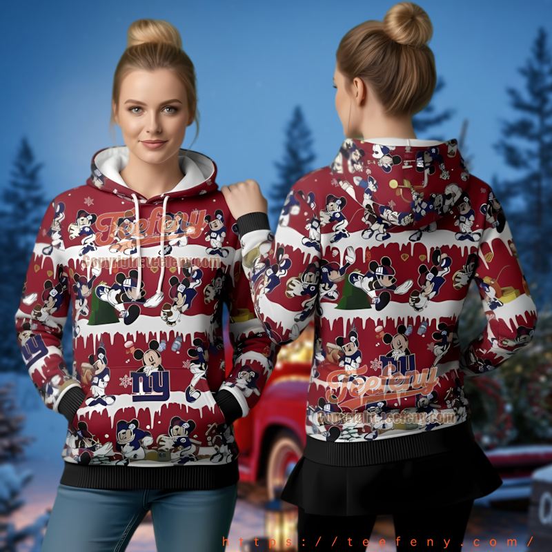 New York Giants Mickey Mouse Football Ugly Christmas 3D Hoodie