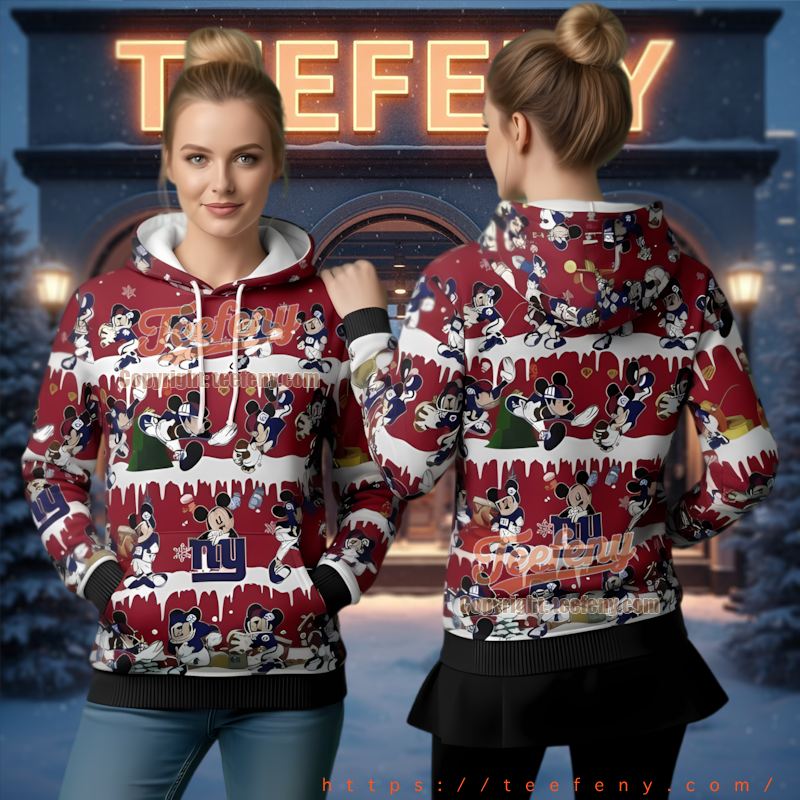 New York Giants Mickey Mouse Football Ugly Christmas 3D Hoodie New York Giants Mickey Mouse Football Ugly Christmas 3D Hoodie