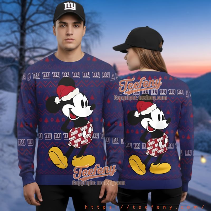 New York Giants Mickey Mouse Ugly Christmas Sweater Disney Fan Gift