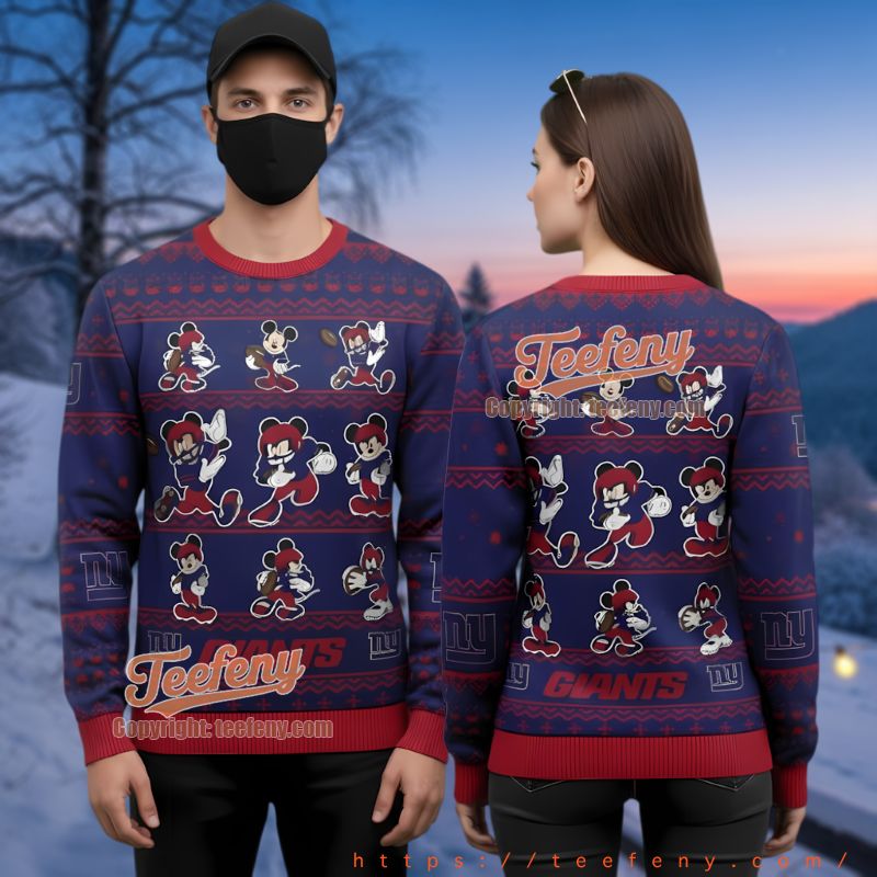 New York Giants Mickey Mouse Ugly Christmas Sweater Nfl Gift