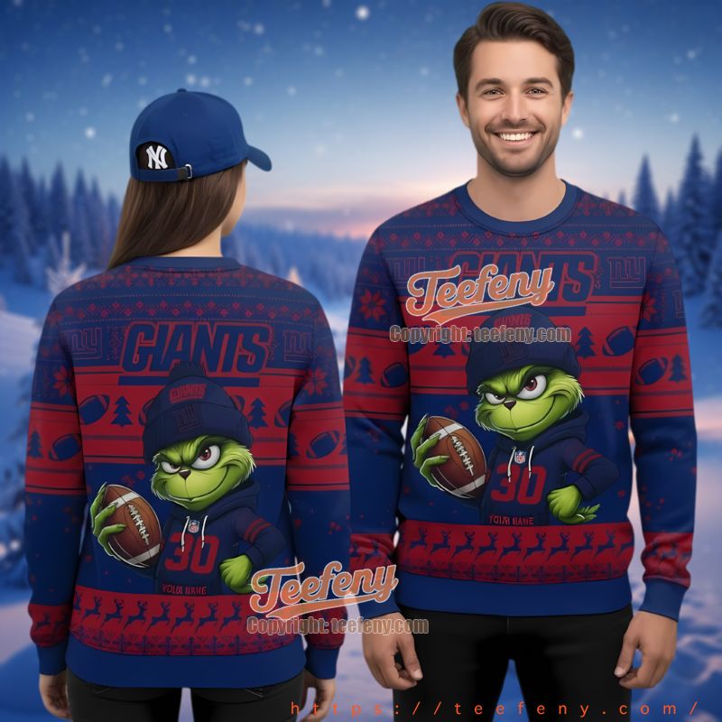 New York Giants Nfl Grinch Theme Ugly Christmas Sweater Sweatshirt