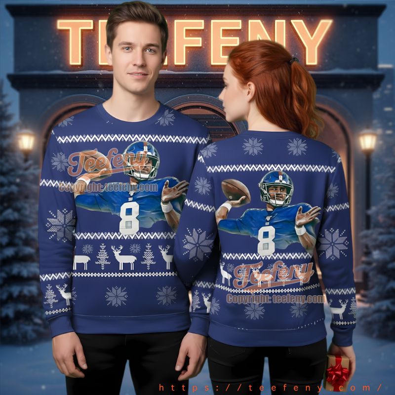 New York Giants Number 8 Player Ugly Christmas Sweater New York Giants Number 8 Player Ugly Christmas Sweater