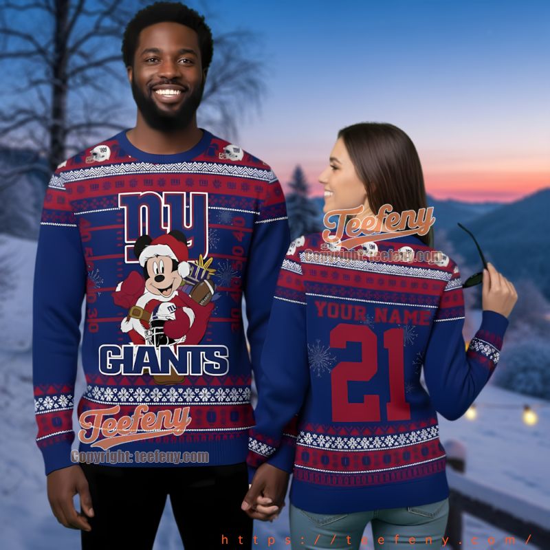 New York Giants Personalized Mickey Mouse Ugly Christmas Sweater