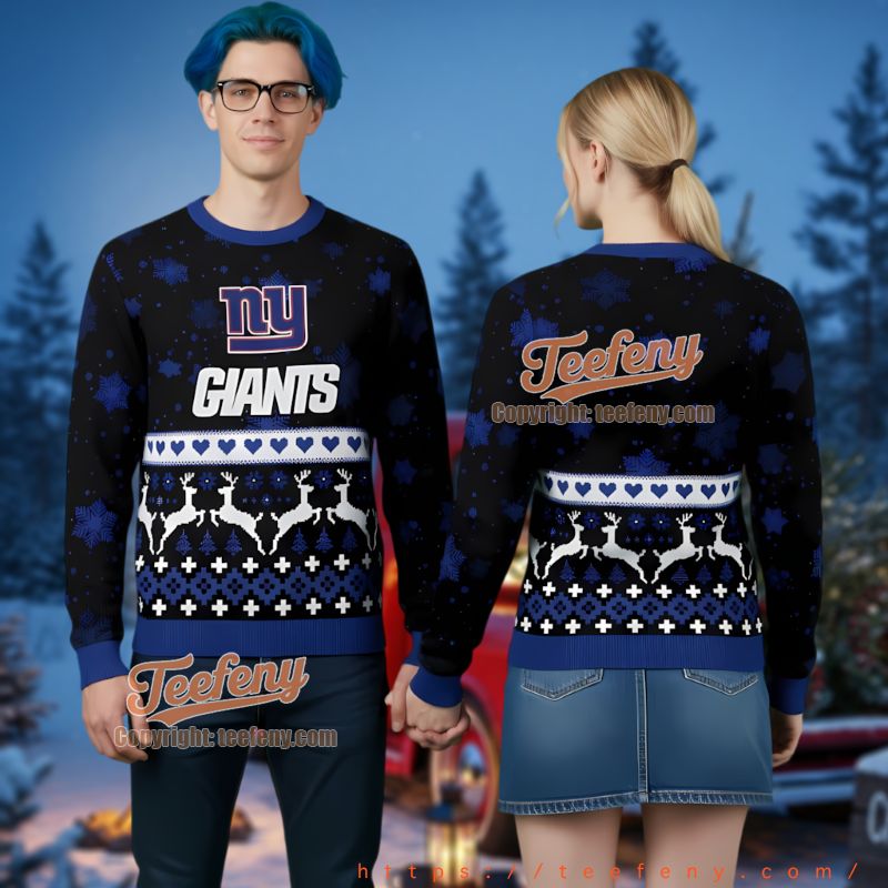 New York Giants Reindeer Pattern Ugly Christmas Sweater Fan