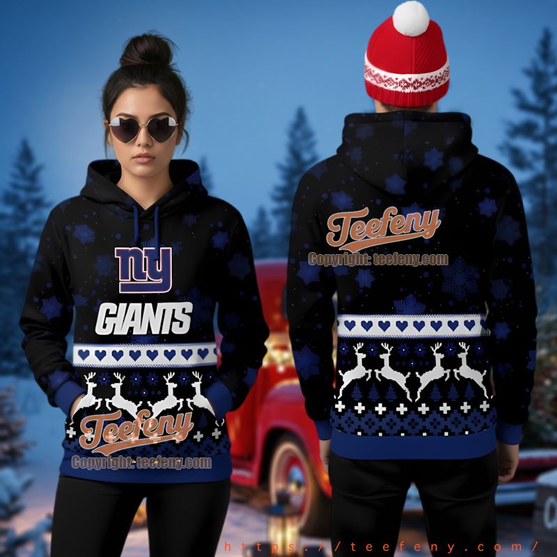 New York Giants Reindeer Ugly Christmas 3D Hoodie