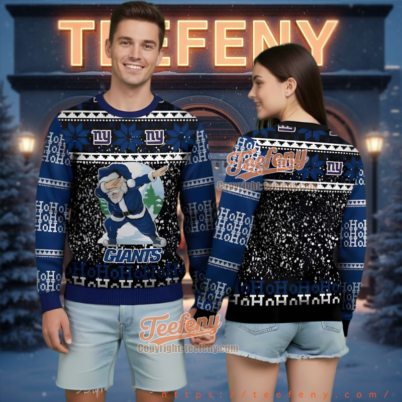 New York Giants Santa Claus Dabbing Ugly Christmas Sweater New York Giants Santa Claus Dabbing Ugly Christmas Sweater