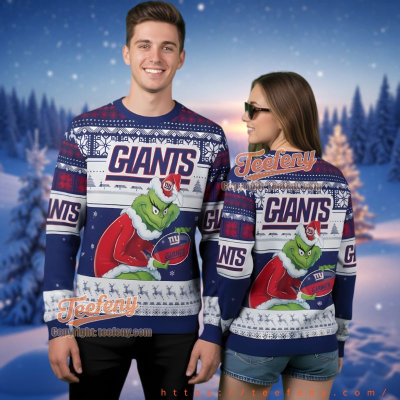 New York Giants Santa Grinch Stole Xmas Ugly Christmas Sweater