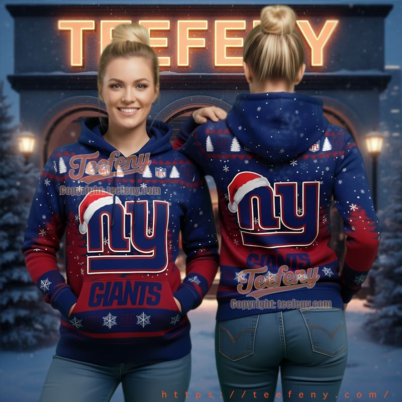 New York Giants Santa Hat Logo Ugly Christmas 3D Hoodie New York Giants Santa Hat Logo Ugly Christmas 3D Hoodie