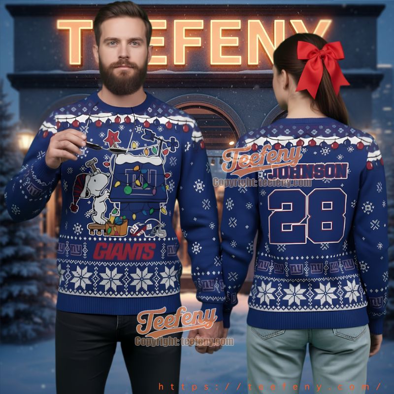 New York Giants Snoopy Christmas Lights Ugly Sweater New York Giants Snoopy Christmas Lights Ugly Sweater