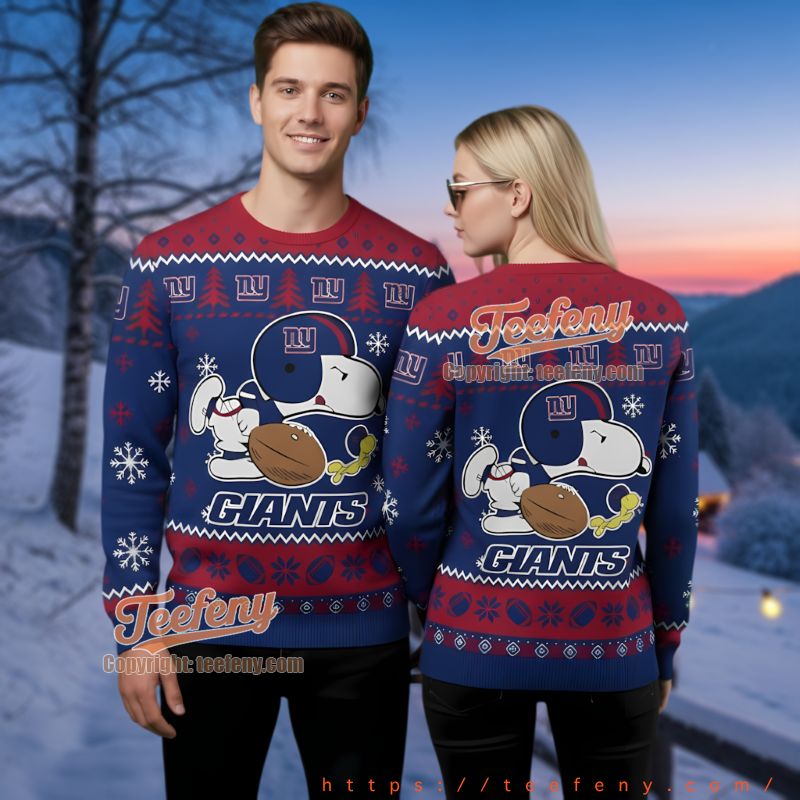 New York Giants Snoopy Football Ugly Christmas Sweater