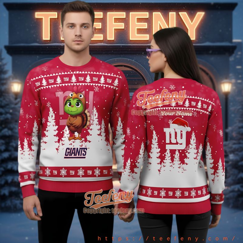 New York Giants Thanksgiving Christmas Turkey Ugly Sweater New York Giants Thanksgiving Christmas Turkey Ugly Sweater