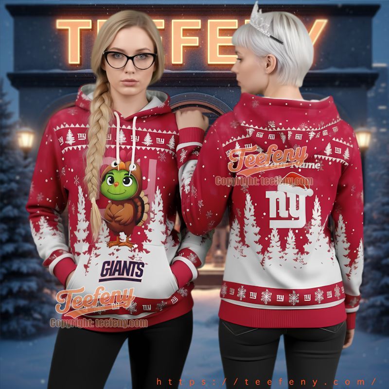 New York Giants Turkey Mascot Ugly Christmas 3D Hoodie New York Giants Turkey Mascot Ugly Christmas 3D Hoodie