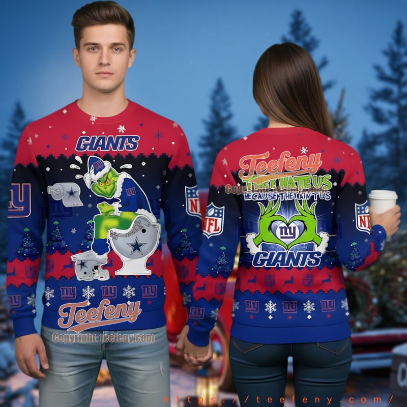 New York Giants Ugly Christmas Sweater Grinch Dallas Cowboys Toilet