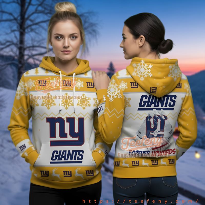 New York Giants Yellow Ugly Christmas 3D Hoodie Forever Upwards Fan