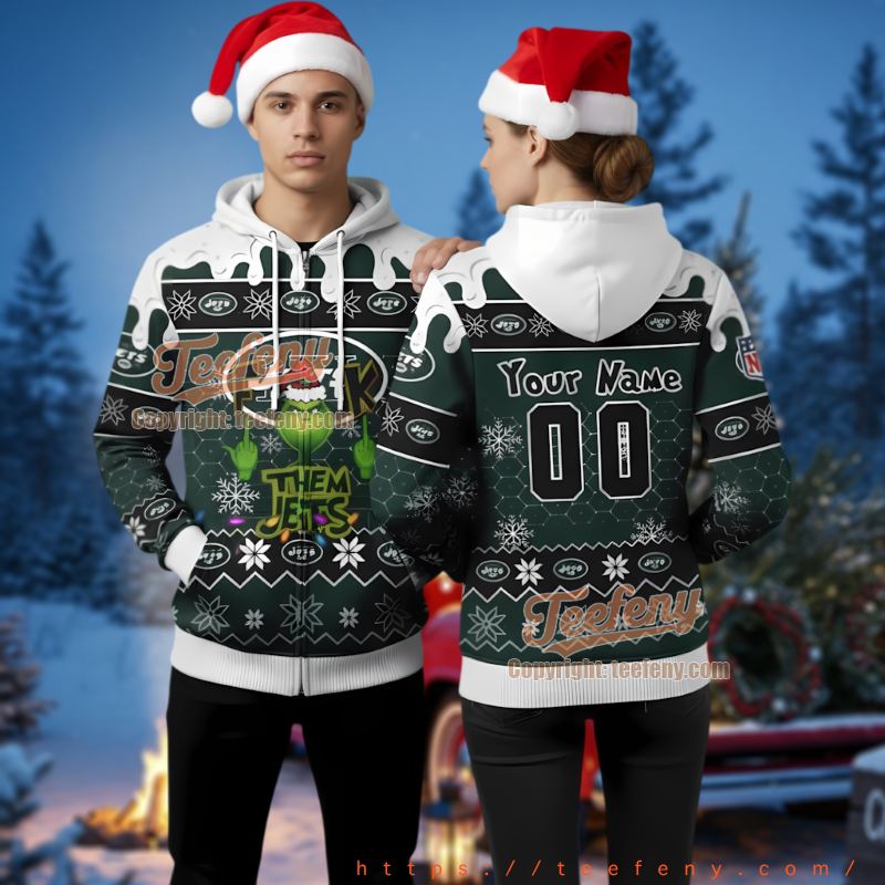 New York Jets Charlie Brown Peanuts Snoopy Ugly Christmas 3D Hoodie