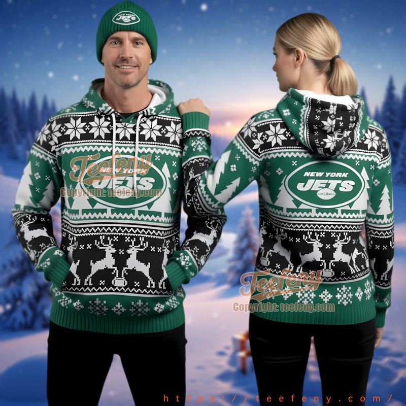 New York Jets Personalized Ugly Christmas 3D Hoodie Green White Gift